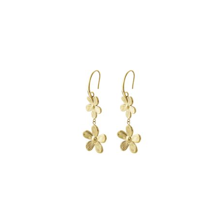 Cercei lungi placati cu aur 18k cu elemente in forma de floare Flower, 03L27-00628, Oxette Romania