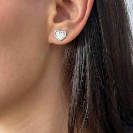 Cercei argint cu surub cu cristale zirconia incolore si sidef Essentials, 03V01-H4039, Oxette Romania