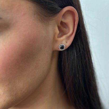 Cercei argint cu surub cu cristal zirconia negru Essentials, 03V01-J4371B, Oxette Romania