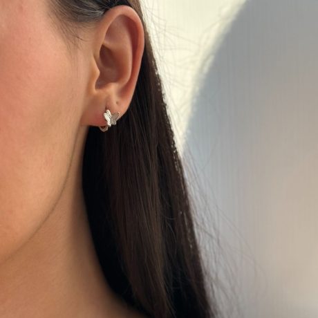 Cercei argint rotunzi decorati cu fluturi cu sidef Essentials, 03V01-J4474, Oxette Romania