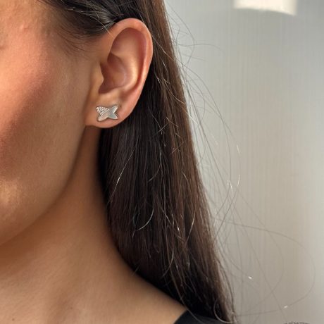 Cercei argint cu surub decorati cu sidef si cristale zirconia incolore Essentials, 03V01-J4476, Oxette Romania