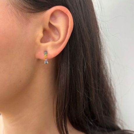 Cercei argint cu surub decorati cu cristale zirconia multucolore Essentials, 03V01-M4040, Oxette Romania