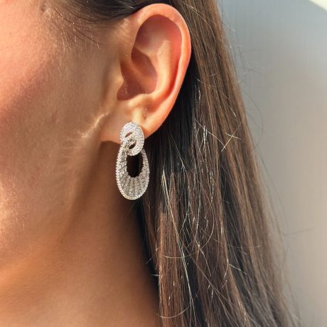 Cercei statement argint decorati cu cristale zirconia incolore Essentials, 03V01-Y4097, Oxette Romania