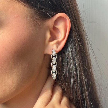 Cercei statement argint din zale decorati cu cristale zirconia incolore Essentials, 03V01-Y4112, Oxette Romania