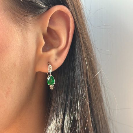 Cercei statement argint din zale decorati cu cristale zirconia verzi Essentials, 03V01-Y4116, Oxette Romania