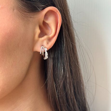 Cercei argint cu 3 randuri de creole Essentials, 03V01-Y4123L, Oxette Romania