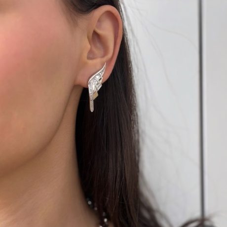 Cercei argint statement decorati cu cristale zirconia incolore Essentials, 03V01-Y4131, Oxette Romania