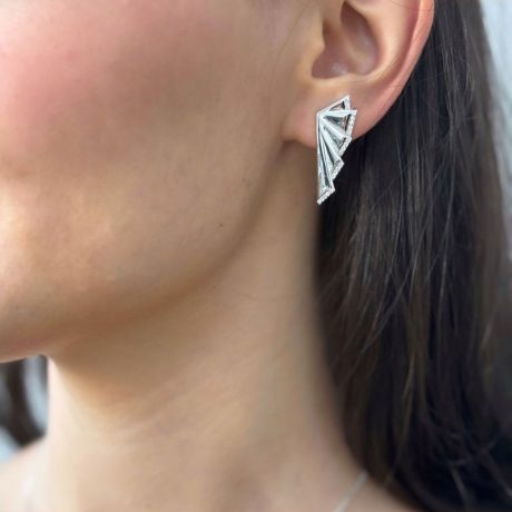 Cercei argint pe ureche decorati cu cristale zirconia incolore Essentials, 03V01-Y4134, Oxette Romania