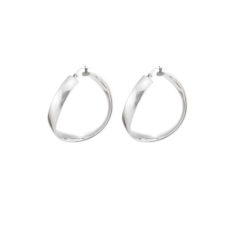 Cercei rotunzi argint cu forma usor rasucita Hoop, 03X01-02933, Oxette Romania