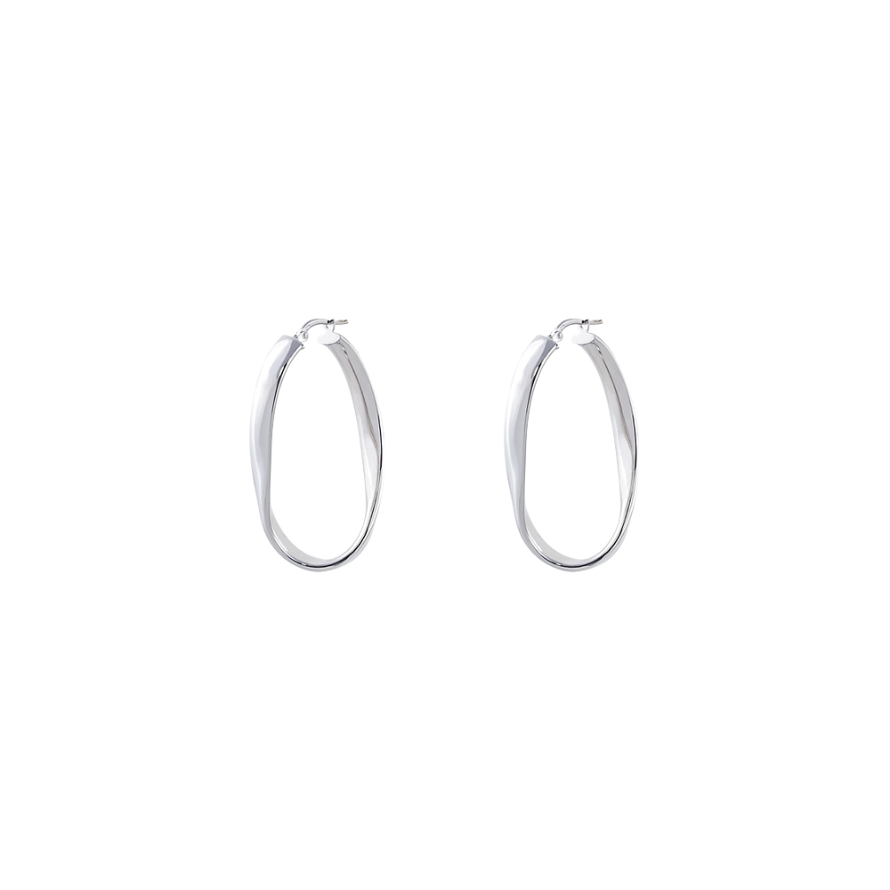 Cercei argint ovali Hoop, 03X01-02935-new, Oxette Romania