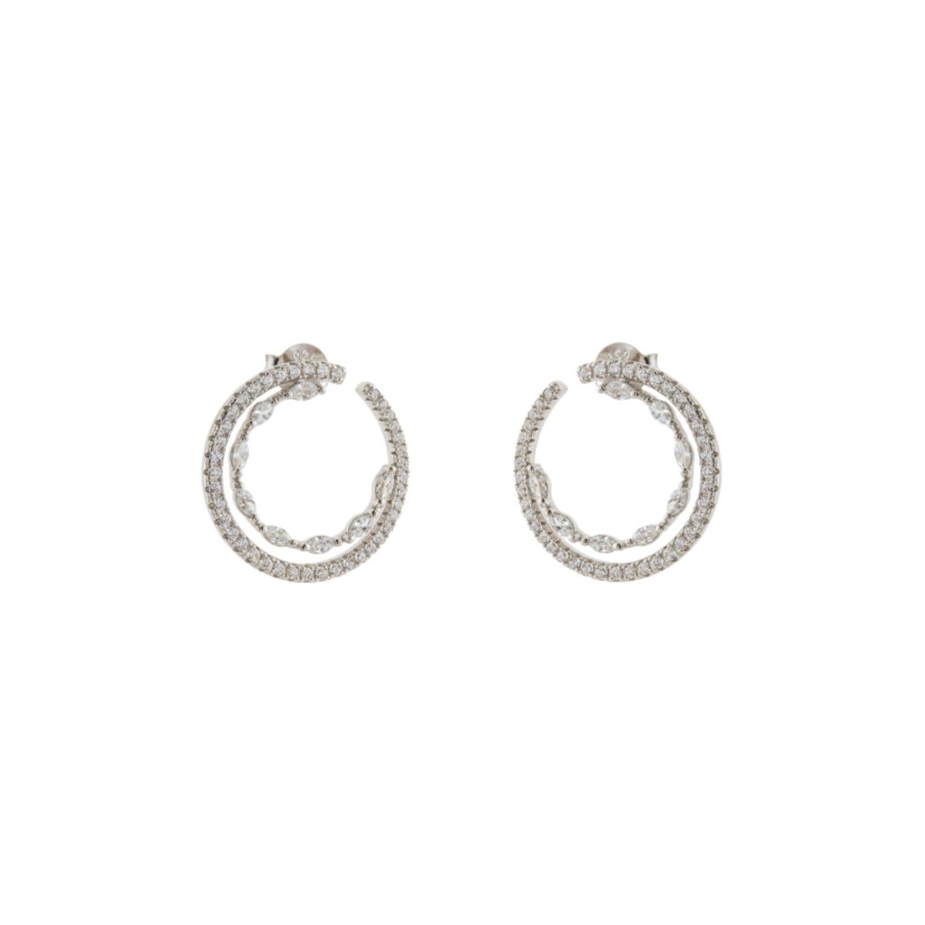 Cercei argint cu surub rotunzi cu cristale zirconia Jazzy, 03X01-03298, Oxette Romania