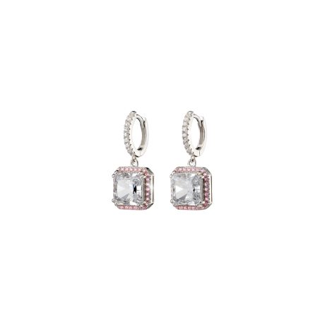 Cercei argint cu tortita cu pietre cubic zirconia incolore si roz Kate Gifting, 03X01-03426, Oxette Romania