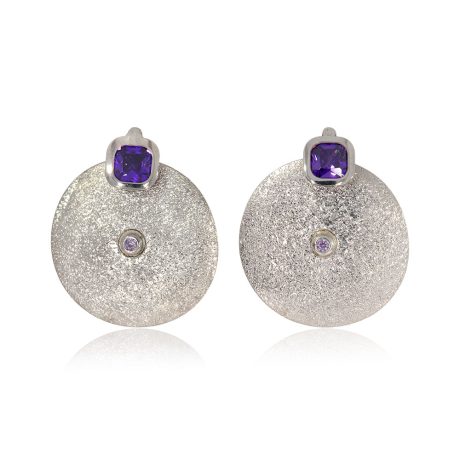 Cercei eleganti argint cu pietre cubic zirconia mov Noblesse, 03X01-03428, Oxette Romania