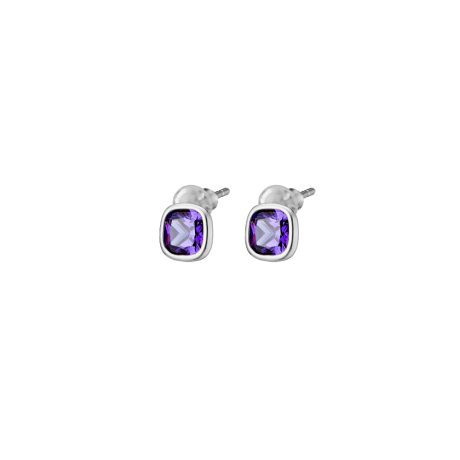 Cercei argint cu surub si pietre zirconia mov Noblesse, 03X01-03434, Oxette Romania