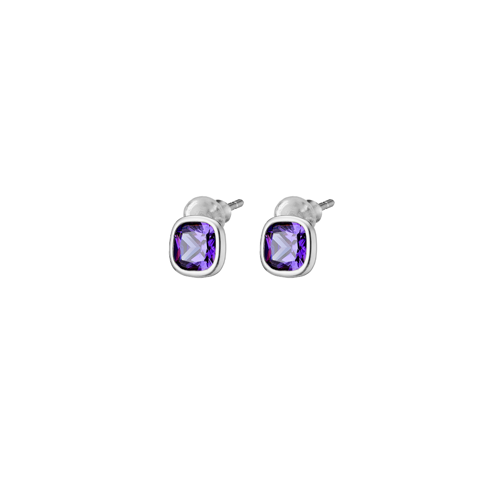 Cercei argint cu surub si pietre zirconia mov Noblesse, 03X01-03434, Oxette Romania