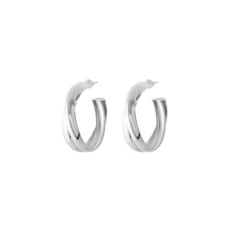 Cercei argint cu surub tip creola dubla Hoops, 03X01-03451, Oxette Romania