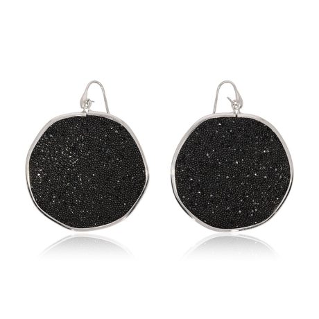 Cercei eleganti argint cu cristale caviar negre Meteorite, 03X01-03495, Oxette Romania