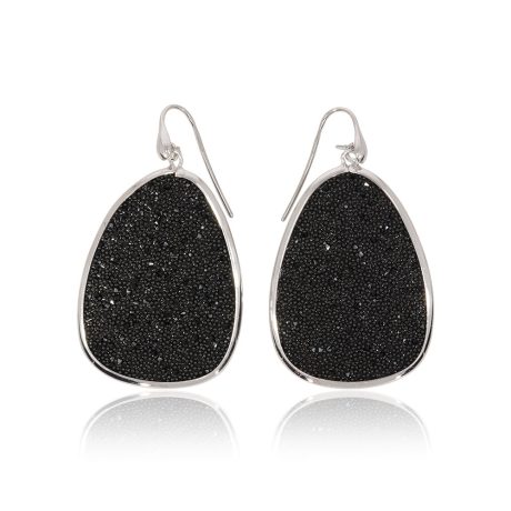 Cerce argint statement eleganti cu cristale caviar negre Meteorite, 03X01-03499, Oxette Romania