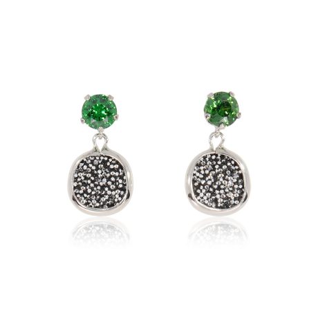 Cercei argint eleganti cu cristale caviar si pietre zirconia verzi Antoinette, 03X01-03501, Oxette Romania