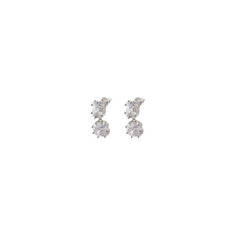 Cercei argint placati cu aur 18K cu cristale zirconia incolore si sampanie Gifting, 03X01-03522, Oxette Romania