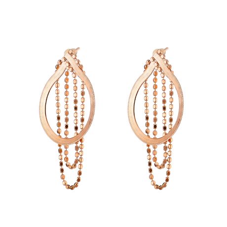 Cercei eleganti din argint placat cu aur roz de 18 K cu lanturi Sonata, 03X05-02815, Oxette Romania