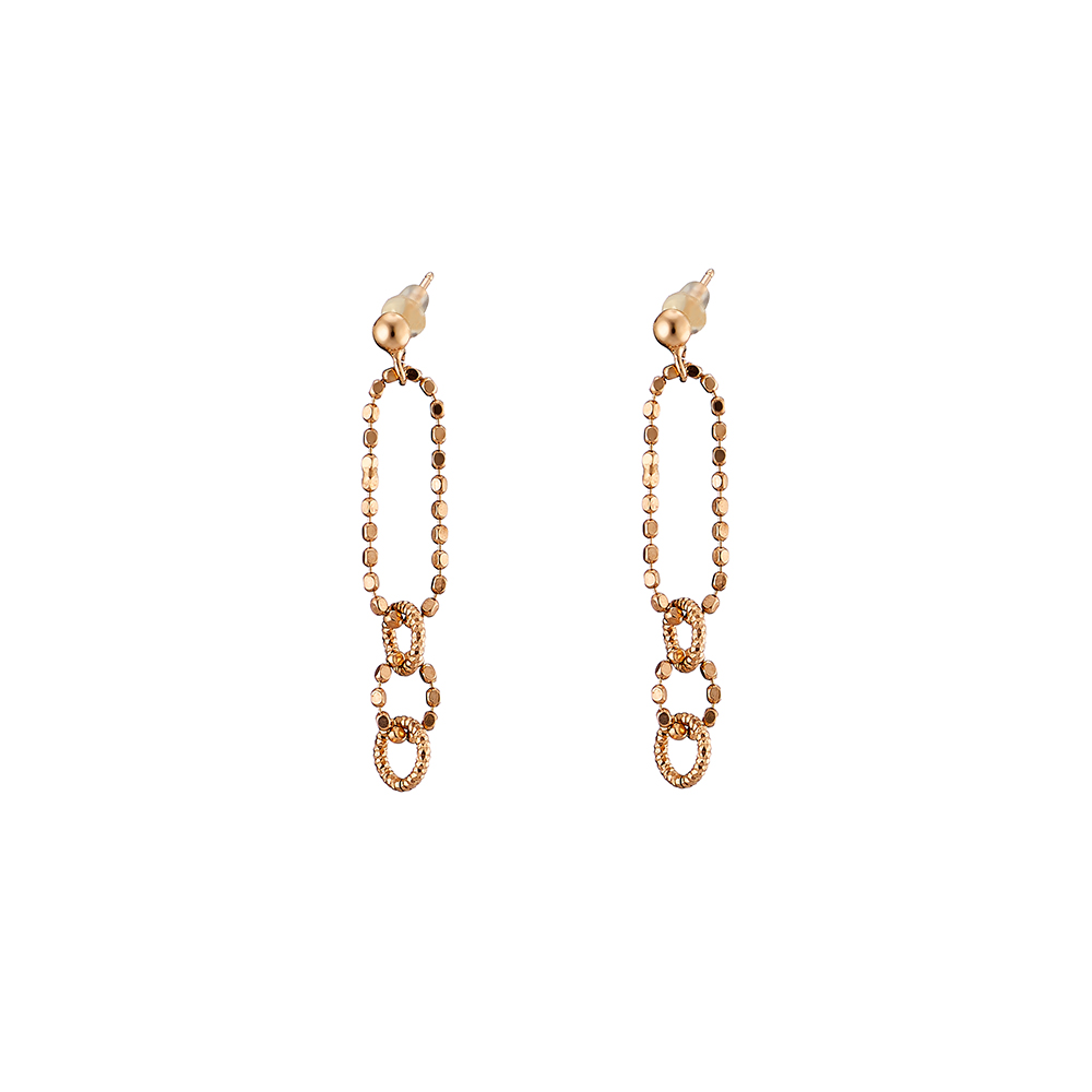 Cercei din argint placat cu aur roz de 18 K decorati cu zale Romance, 03X05-02825, Oxette Romania