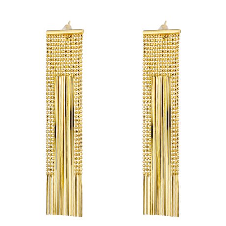 Cercei argint lungi placati cu aur galben de 18 K decorati cu lanturi Sirene, 03X05-02957, Oxette Romania