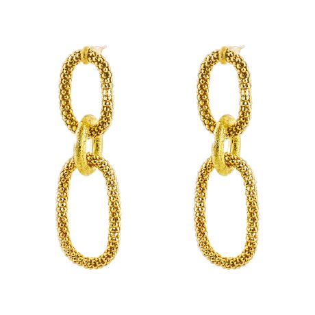 Cercei argint lungi placati cu aur galben de 18 K cu zale Fight, 03X05-03050, Oxette Romania