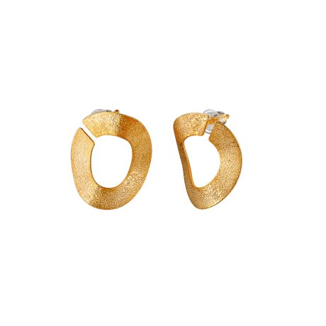 Cercei argint placat cu aur galben de 18 K cu surub ondulati Noblesse, 03X05-03084, Oxette Romania