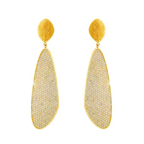 Cercei argint lungi placati cu aur galben de 18 K statement cu cristale zirconia Antoinette, 03X05-03104, Oxette Romania