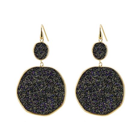 Cercei argint eleganti placati cu aur galben de 18 K decorati cu cristale caviar multicolore Meteorite, 03X05-03151-1, Oxette Romania