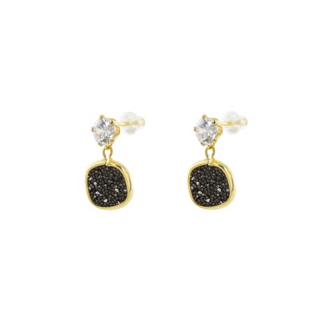 Cercei argint placati cu aur de 18K cu cristale caviar si pietre zirconia incolore Antoinette, 03X05-03155, Oxette Romania