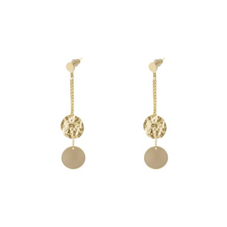 Cercei argint lungi placati cu aur galben de 18 K decorati cu banuti Earth, 03X05-03167, Oxette Romania
