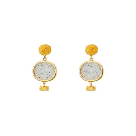 Cercei argint placat cu aur galben de 18 K cu cristale caviar Sunset, 03X05-03176, Oxette Romania