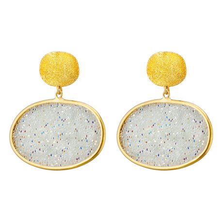 Cercei argint placat cu aur galben de 18 K decorati cu cristale caviar Sunset, 03X05-03177-1, Oxette Romania