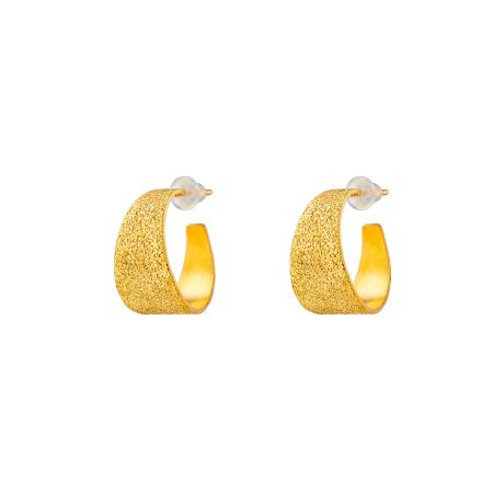 Cercei argint tip creole placati cu aur galben de 18 K cu aspect matifiat Success, 03X05-03192, Oxette Romania