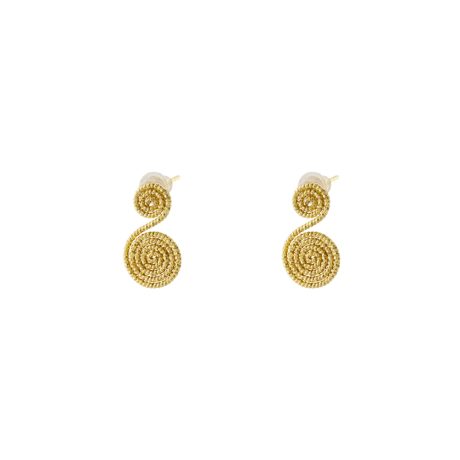 Cercei spirala din argint placat cu aur galben de 18 K Helix, 03X05-03198, Oxette Romania