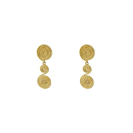 Cercei cu 3 spirale din argint placat cu aur galben de 18 K Helix, 03X05-03200, Oxette Romania