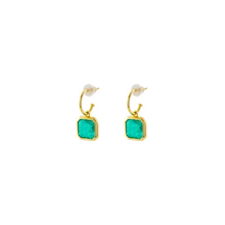 Cercei rotunzi argint placati cu aur de 18K cu pietre zirconia verzi Rock Candy, 03X05-03205, Oxette Romania