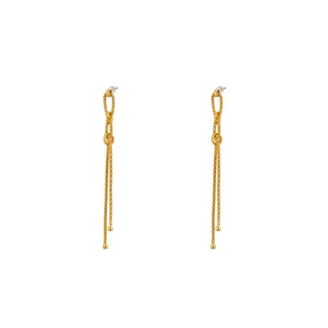 Cercei argint lungi placati cu aur galben de 18 K cu zale si lanturi Success, 03X05-03242, Oxette Romania