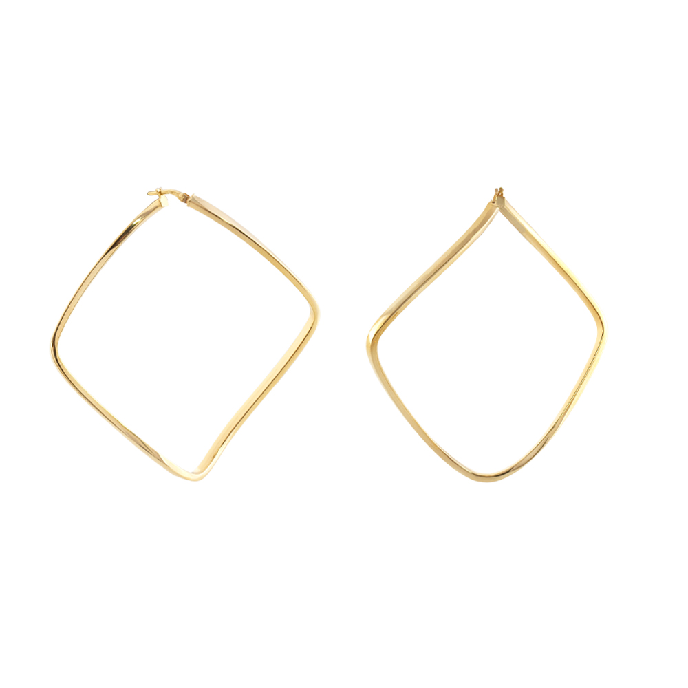 Cercei argint placati cu aur de 18K rotunzi tip statement Hoops, 03X05-03307, Oxette Romania