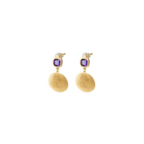 Cercei argint placati cu aur de 18K cu pietre zirconia mov Noblesse, 03X05-03319, Oxette Romania