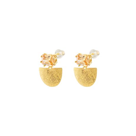 Cercei argint placat cu aur de 18K eleganti cu pietre zirconia Golden Dust, 03X05-03326-1, Oxette Romania