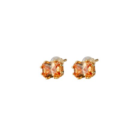 Cercei argint placat cu aur galben de 18 K decorati cu pietre sampanie Eccentric, 03X05-03328, Oxette Romania