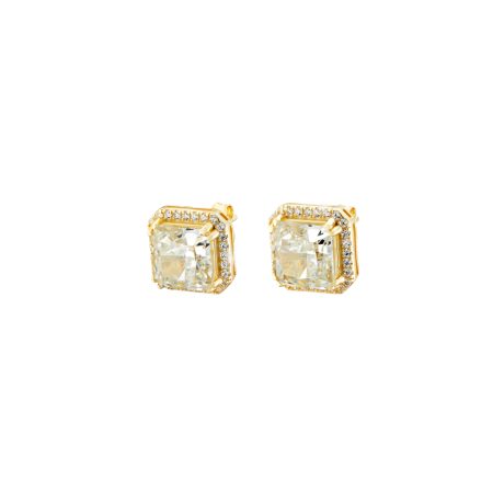 Cercei argint placati cu aur de 18K cu pietre zirconia incolore Kate Gifting, 03X05-03336, Oxette Romania