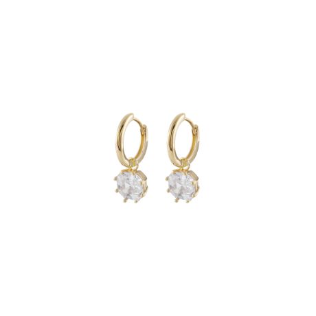 Cercei argint placati cu aur de 18K cu tortita si pietre zirconia Gifting, 03X05-03338, Oxette Romania
