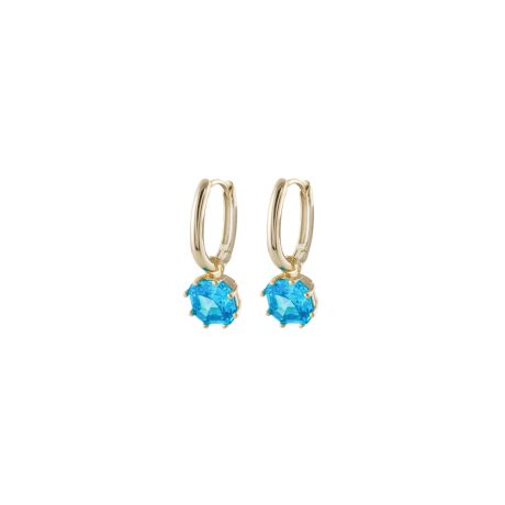 Cercei argint placati cu aur de 18K cu tortita si pietre zirconia albastre Gifting, 03X05-03339, Oxette Romania
