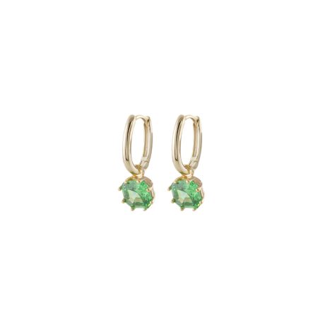 Cercei argint placati cu aur de 18K cu tortita si pietre zirconia verzi Gifting, 03X05-03340, Oxette Romania