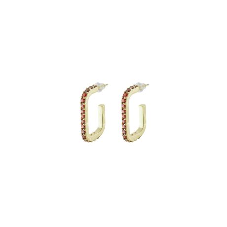 Cercei tip creole mici placati cu aur galben si zirconia verzi Palm Beach, 03X15-000729, Oxette Romania