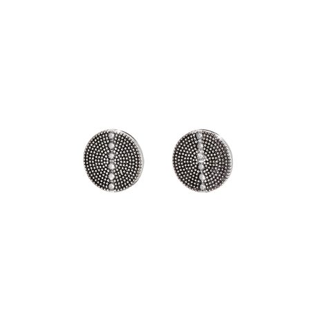 Cercei cu surub placati cu ruteniu banuti cu pietre incolore Natrix, 03X15-00369-1, Oxette Romania